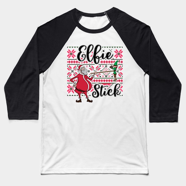 Funny Elf Pun Selfie Stick Santa Claus Christmas Meme Gift Baseball T-Shirt by TellingTales